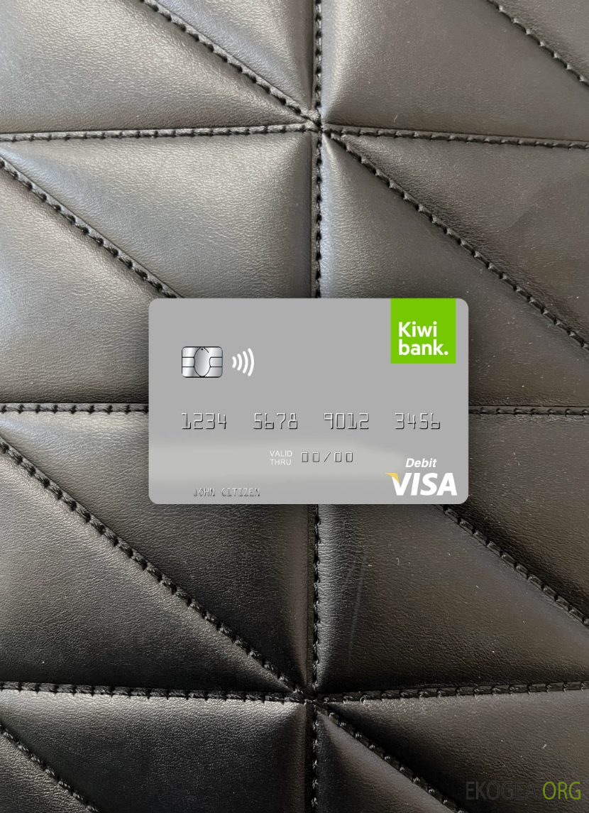 Photolook de la carte de débit visa Kiwibank de Nouvelle , Zélande , avant